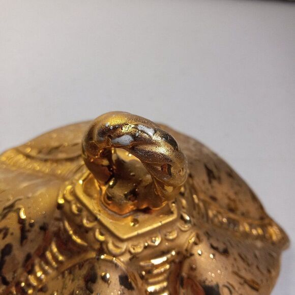 Vintage Elegant Weeping Gold Leaf 22Kt Nut Candy Cover Lid ONLY - Picture 3 of 7